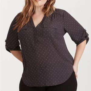 HARPER - GREY POLKA DOT GEORGETTE PULLOVER BLOUSE